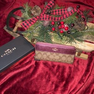 NWT Metallic Wine Coach Wallet 🎁